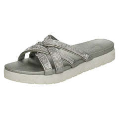 Ladies Savannah Flat Sole Cross Strap Mules