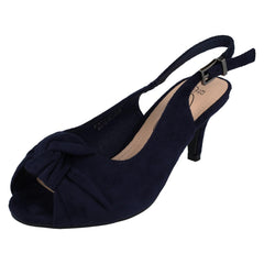 Ladies Spot On Wide Fit Sling Back Shoes With A Kitten Heel F12110