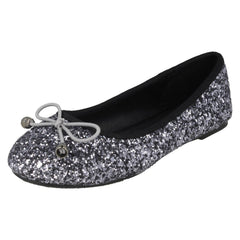 Girls Spot On Flat Glitter Ballerinas