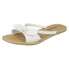 Ladies Leather Collection Flat Twist Bow Mule Sandals