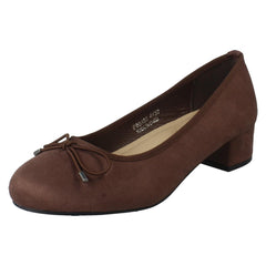 Ladies Spot On Short Heel Bow Detailed Court Shoes F90152