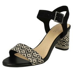 Ladies Clarks Block Heeled Peep Toe Sandals Amali Weave