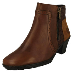 Ladies Rieker Fleeced Lined Heeled Ankle Boots 57186