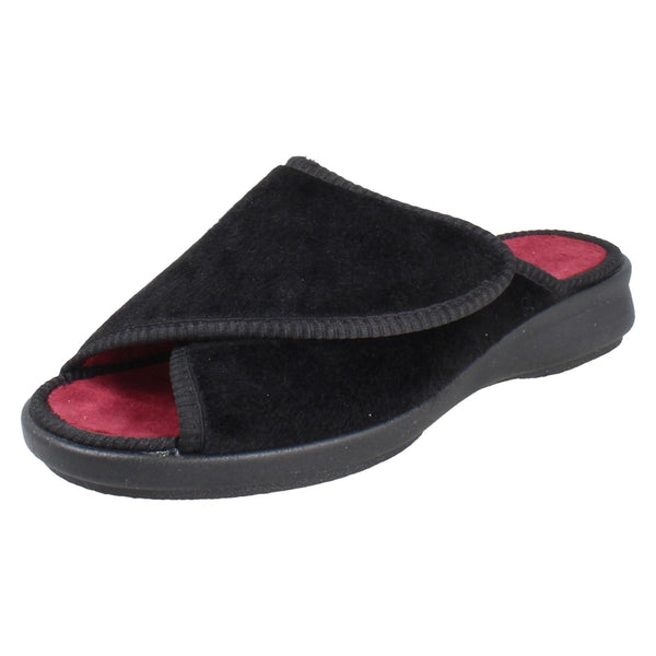 Ladies DB Wide Fitting Slippers Red Start