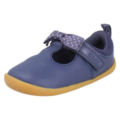 Girls Clarks Polka Dot T-Bar Pre Walking Shoes Roamer Trim