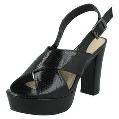 Ladies High Heeled Chunky Platform Sandals F12019