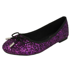 Ladies Anne Michelle Glittery Ballerina Shoes