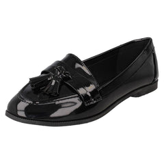 Ladies Spot On Tassel Trim Wide Fit Slip On Shoes F80560