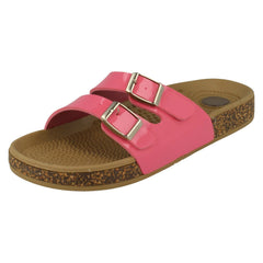 Ladies Spot On Two Buckle Mules