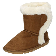 Girls Spot On Fur Trim Ankle Boots