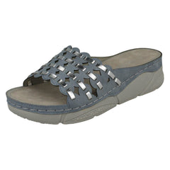 Ladies Spot On Mid Wedge Mules F10945