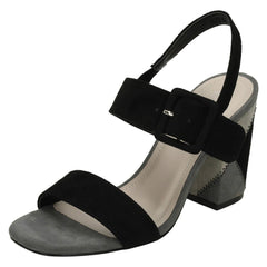 Ladies Spot On High Patchwork Heel Mule Sandals