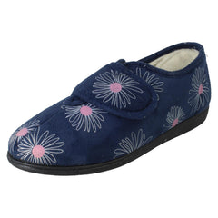 Ladies Rosebank Flower Detailed Wide Full Slippers Judith