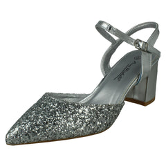 Ladies Anne Michelle Mid Block Heel Closed Toe Sandals F90123