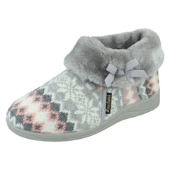 Ladies Rosebank Memory Foam Norwegian Print Bootee Slippers Penny