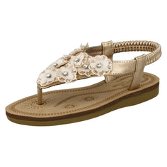 Girls Spot On Toepost Flower Trim Sandals
