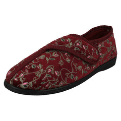 Ladies Jo & Joe Floral Detailed Hook And Loop Slippers Eva