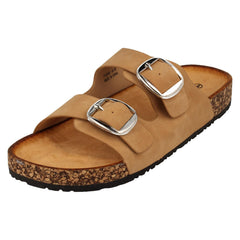 Ladies Down to Earth Low Flatform Dual Buckle Mule Sandal F12090
