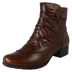 Ladies Rieker Zip Up Block Heel Ankle Boots 78659