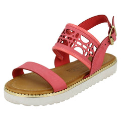 Girls Spot On Cut Out Ankle Strap Low Mules