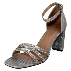 Ladies Spot On Ankle Strap Glitter Sandals F12036