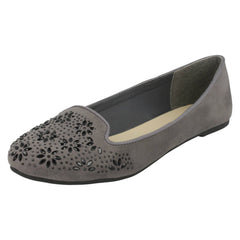 Ladies Spot On Flat Slipper Cut Ballerinas
