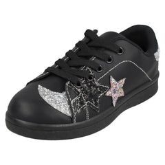Girls Spot On Glitter Moon & Star Pumps