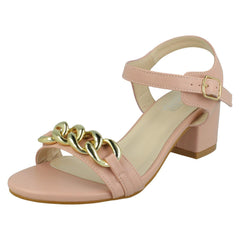 Ladies Spot On Mid Heel Mule Sandals F12022 - Wide Fit
