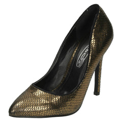 Ladies Spot On High Heel Pointed Toe Snake Design Court Shoes