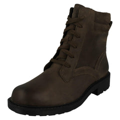 Ladies Clarks Lace Up Detailed Ankle Boots Orinoco2 Spice