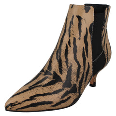 Ladies Spot On Animal Print Ankle Boots F51118