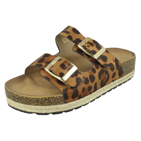 Ladies Spot On Leopard Print Mules F10955