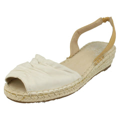 Ladies Flowers Wedge Heel Slingback Ruched Vamp Sandals