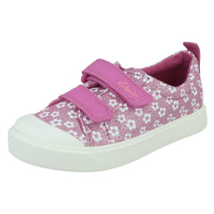 Girls Clarks Pattern Detailed Canvas Shoes City Bright
