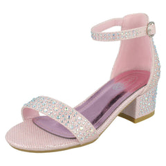 Girls Spot On Mid Block Heel Sandals H1112