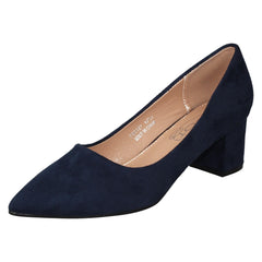 Ladies Spot On Mid Block Heel Pointed Toe Court Shoes F90127