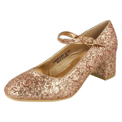 Girls Spot On Heeled Sparkly Dolly Shoes H3057