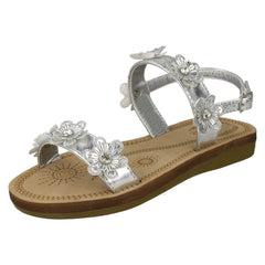 Girls Spot On Slingback Flowery Sandals
