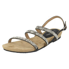 Ladies Leather Collection Diamante Slingback Sandals
