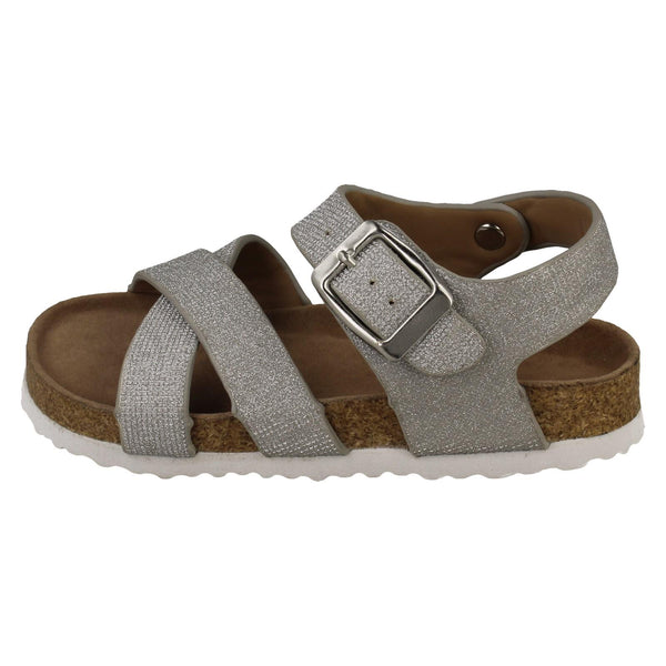 Girls Spot On Low X Strap Sandal With Buckle Strap H0363