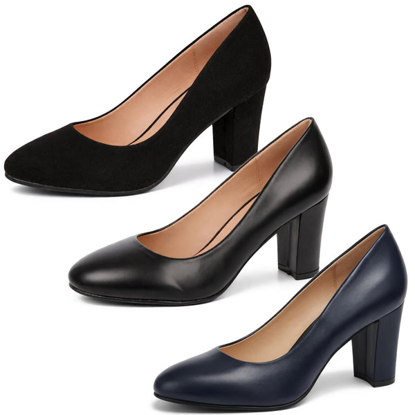 Ladies Spot On High Block Heel Court Shoe F90126