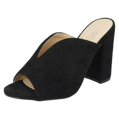 Ladies Spot On High Chunky Heel Mules