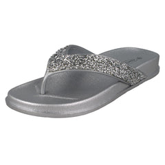 Ladies Spot On Glittery Toepost Flip Flops F00246