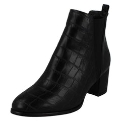 Ladies Spot On Mid Chunky Heel Ankle Boots F51090