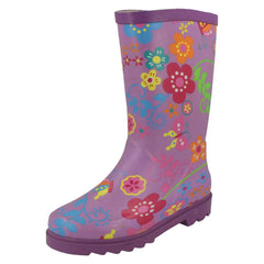 Girls Spot On Flower Print Boots