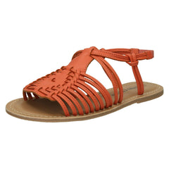 Ladies Leather Collection Flat Strappy Sandals F00159