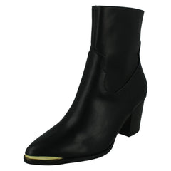 Ladies Spot On Mid Cuban Heel Cowboy Ankle Boots F51228