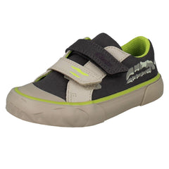 Boys Clarks Dinosaur Canvas Shoes Foxing Stomp