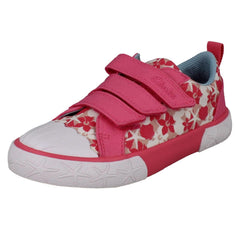 Girls Clarks Playprints Floral Starfish Design Canvas Shoes Foxing Shell
