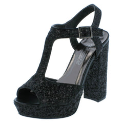 Ladies Spot On Glittery Platform Sandals